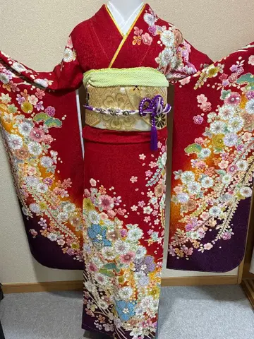 후리소데 5점 세트 순수 실크 성인식 사전 촬영 성인식 새상품 재단 완료