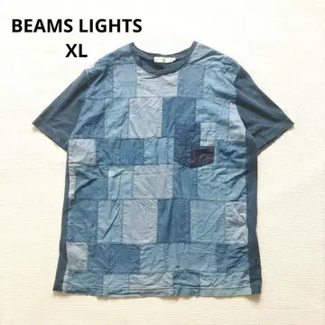 BEAMS LIGHTS 데님 패치워크 T셔츠 일본제 XL