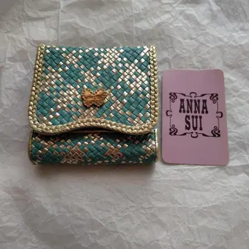 ANNA SUI 접이식 지갑 터콰이즈/골드 미사용 새상품