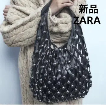 새상품 ZARA 뜨개질 디자인 블랙 숄더백 파우치 포함