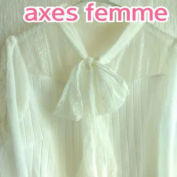 axes femme 보타이 블라우스 레이스 택 포함 새상품 아이보리 M