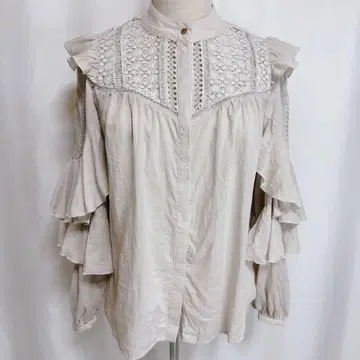 Her lip to 레이스 프릴 소매 블라우스 베이지 S 하립투