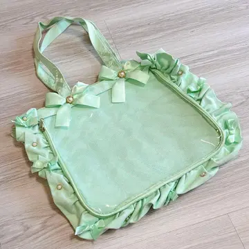자카마트 A4 이타백 민트 그린 프릴 디자인 토트