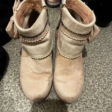 연분홍 숏부츠 리본 공주 갸루 헤이세이 레트로 위시코어 레이스