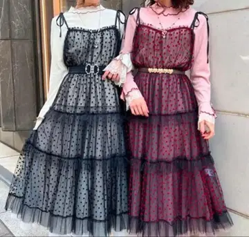 axes femme 엑시즈팜 하트튤 티어드 원피스