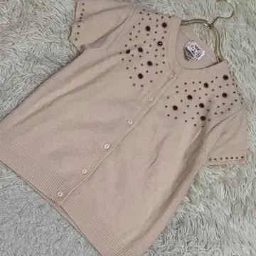 TOCCA 비즈 장식 가디건 핑크 S 오샤레 귀여운 겉옷