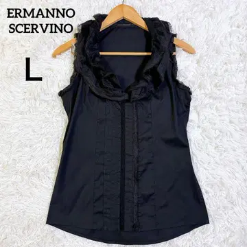 에르마노 쉘비노 40 레이스 프릴 슬리브리스 셔츠 블라우스 L