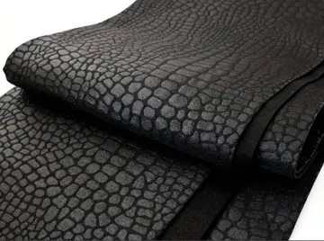 완성 후리소데용 악어 무늬 엠보 패턴 후쿠로 오비 일본제 블랙