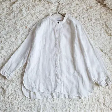 새상품급 룰루마린 LOURMARIN 밴드 카라 린넨 셔츠 [B158]