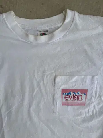 80s 90s evian 에비앙 기업 T 포켓T 셔츠 Vintage