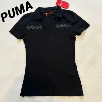 새상품 PUMA 여성용 골프 스트레치 반팔 피케 셔츠 블랙 S
