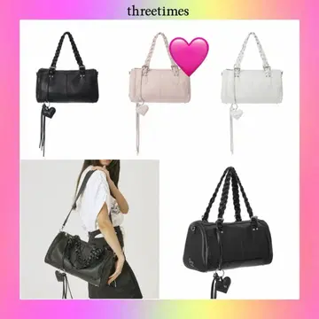 threetimes 쓰리타임즈 Braid bag 핑크 핑크색