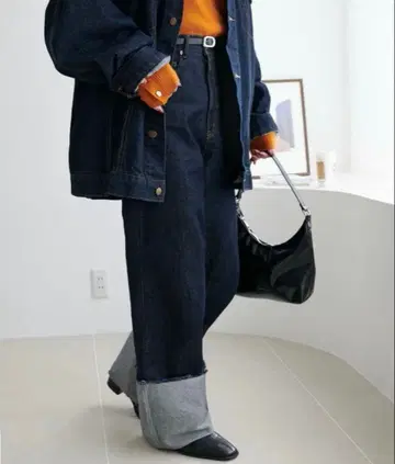 [ 새상품급 ] Discoat US 코튼 데님 롤업 팬츠 네이비 L