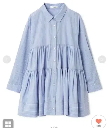 스나이델 볼륨 티어드 미니 셔츠 원피스