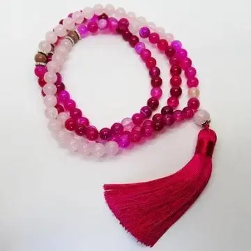 새상품 cz 로즈 마블 무늬 말라 염주 요가 명상 수정