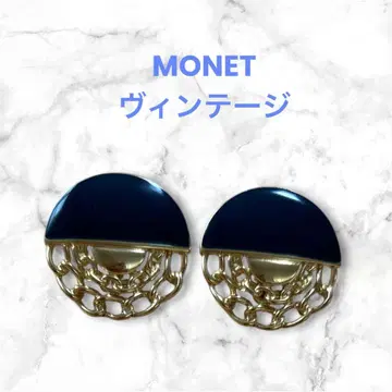 MONET 모네 귀찌 네이비 x 골드 빅 사이즈 빈티지