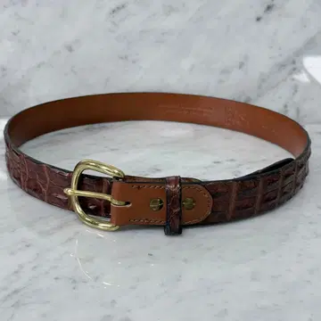 빈티지 천연 가죽 브라운 악어 벨트 두꺼운 REEF leather