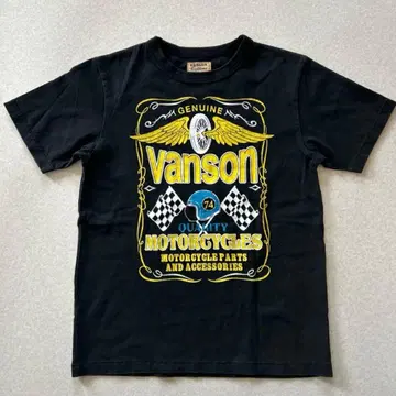 Vanson 양면 프린트 티셔츠 블랙 싱글 스티치 블랙 페이드 S