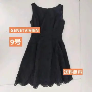 GENETVIVIEN 블랙 자수 레이스 플레어 원피스 드레스 9