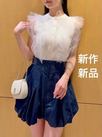 신상 택 포함 새상품 스나이델 튤 프릴 크루 니트