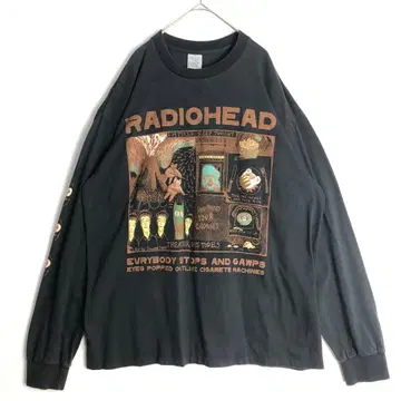3775 Radiohead 라디오 헤드 빅 프린트 롱 T 블랙