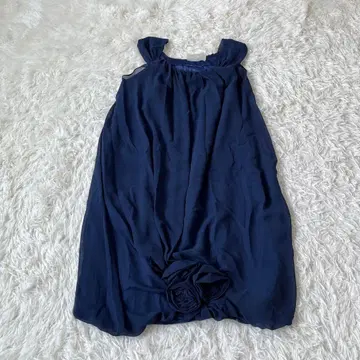 BEARDSLEY 비어즐리 원피스 코사지 꽃 네이비