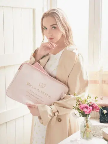 메종 드 플뢰르 새틴 리본 PC 케이스 컴퓨터 케이스 백 핑크