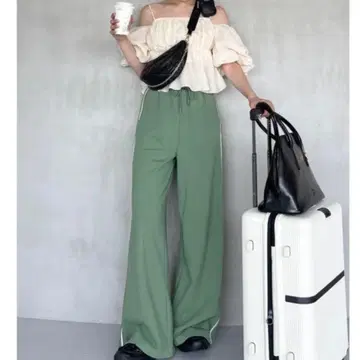 스나이델 UV컷 맨투맨 와이드 팬츠 그린