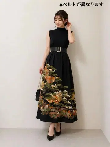 [1점] 새상품급 기모노 리메이크 코디 세트 블랙 전통 예복 기모노