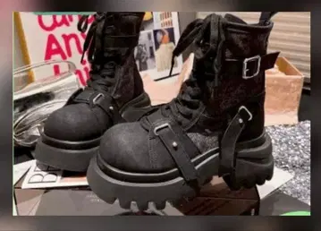 25cm 통굽 엔지니어 부츠 블랙 새상품 한국 여성용 가을/겨울 귀여운