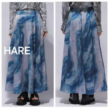 HARE 하레 컬러 웨이브 스커트 블루 계열 프리 사이즈
