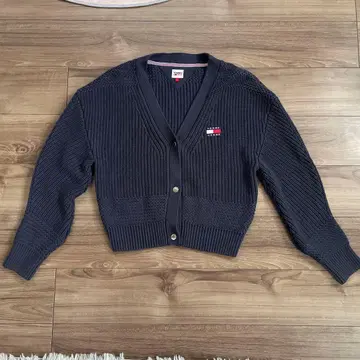 TOMMY JEANS 네이비 V넥 가디건 S