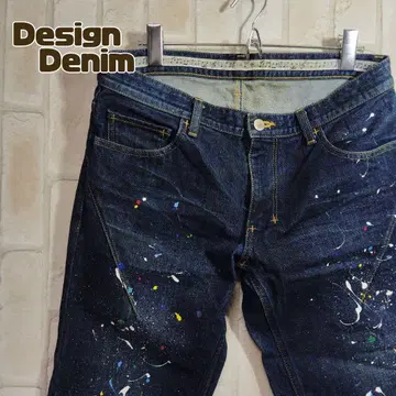 넘버나인 데님 팬츠 페인트 인디고