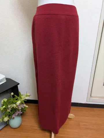 지방시 리브 버건디 타이트 스커트 롱