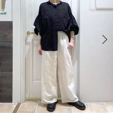 studio CLIP 블록 자수 레이스 팬츠