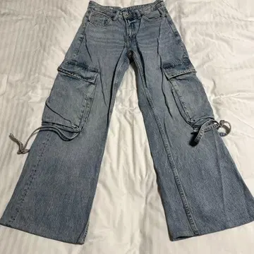 ZARA 데님 카고 플레어 팬츠 블루