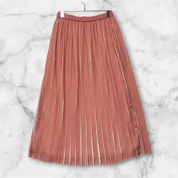 DouDou [택 포함 새상품] 오렌지 컬러 플리츠 스커트 허리밴딩 F