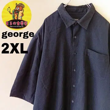 USA 구제 의류 george 반팔 버튼 셔츠 2XL 네이비