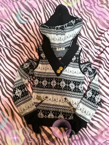 d.i.a 노르딕 무늬 후드 부착 니트