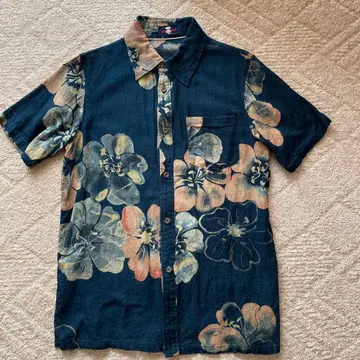 팔라스 팰리스 / 일본제 네이비 나염 인디고 플라워 프린트 반팔 셔츠