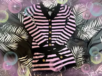 d.i.a 블랙 x 보라색 스트라이프 니트 셋업