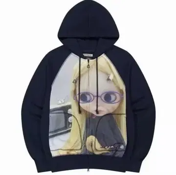 COYSEIO X BLYTHE 그래픽 집업 후드티 네이비