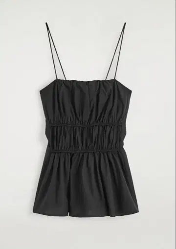 COS 개더 코튼 탑 블랙