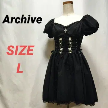 고스로리 원피스 꽃무늬 자수 레이스업 크로스 L Archive y2k