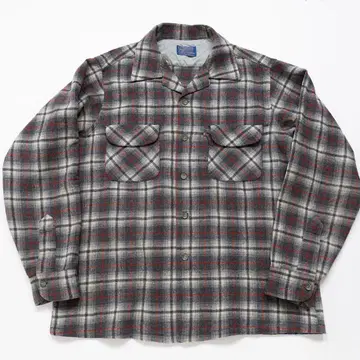 50s 펜들턴 옴브레 체크 화이트 블랙 L 보드 셔츠 빈티지