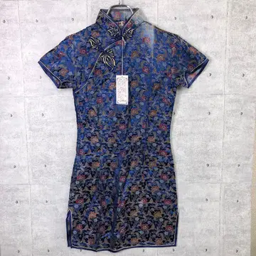 오리엔탈 하자품 새상품 홍루 꽃무늬 자수 슬릿 미니 차이나 드레스