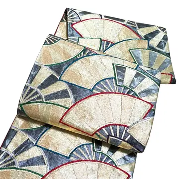 AA63 후쿠로 오비 육통 패턴 금은사 당직 전통 패턴 순수 실크 기모노