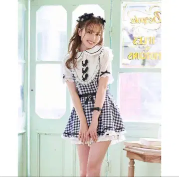 LIZLISA 3개 리본 체크 요크 셋업