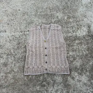 80s 빈티지 쇼와 레트로 모던 시스루 니트 베이지 니트