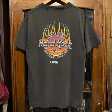 90s HardRock CAFE 흑먹색 프레임 구제 의류 / L